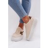 Dámske tenisky na platforme s z eko semišuem béžove cadrina / A88-225 BEIGE (Veľkosť 36)