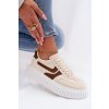 Dámske tenisky na platforme s z eko semišuem béžove cadrina / A88-225 BEIGE (Veľkosť 36)