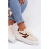 Dámske tenisky na platforme s z eko semišuem béžove cadrina / A88-225 BEIGE (Veľkosť 36)