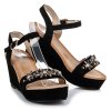 Čierne sandále s kamienkami H8-33B