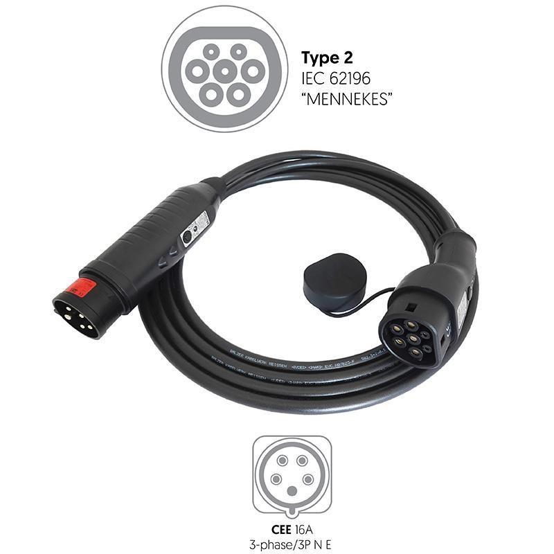 METRON Type 2 to CEE 16A 3ph 5m RCD Tesla