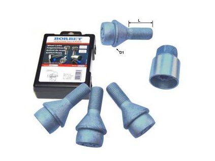 Bezpečnostné skrutky Borbet 14x1,5x29 mm, kužeľ