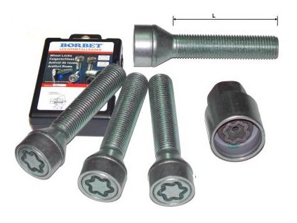 Bezpečnostné skrutky Borbet 14x1,25x45 mm, kužeľ