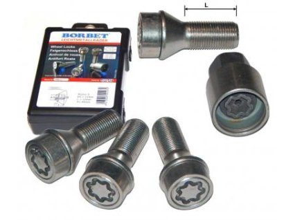 Bezpečnostné skrutky Borbet 12x1,5x31 mm, kužeľ