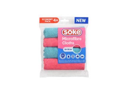 Söke Microfibre Cloths viacúčelová utierka z mikrovlákna 30 x 30 cm 4 ks
