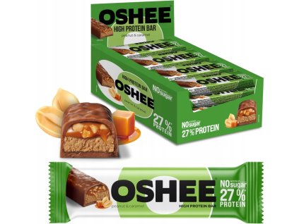 OSHEE proteinová tyčinka s příchutí ořechů a karamelu karamel 49g x 12 ks