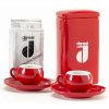Danesi Duo Plus Set Red - Darková Kazeta Káva 250 g + 2 šálky a 2 podšálky - červená