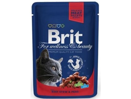 BRIT Premium cat Kapsička Adult Beef Stew & Peas 100 g