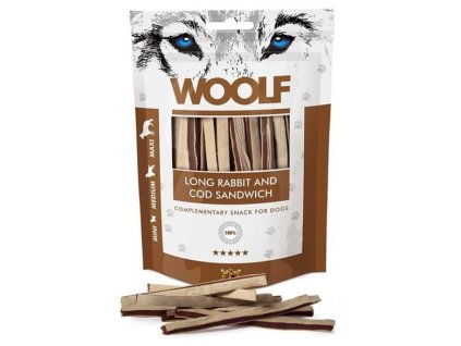 Pamlsok Woolf Dog Soft Rabbit and Pollock Sandwich LONG 100g