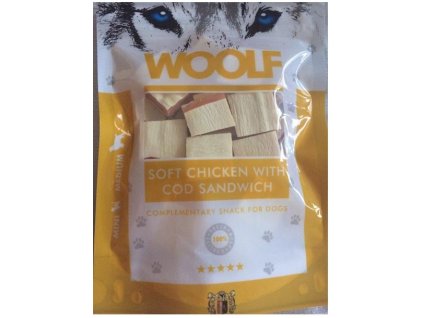 Pamlsok Woolf Dog Chicken & Codfish Soft Sandwich 100 g