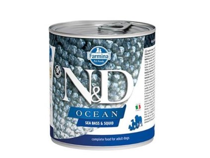 Farmina N&D dog OCEAN Sea Bass & Squid konzerva 285 g
