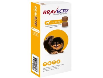 Bravecto Dog XS 112,5 mg žuvacie tablety pre veľmi malé psy ( od 2 do 4,5 kg ) 2 x 1 tbl.