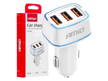 Nabíjačka do auta 3x USB-A 30W 12/24V