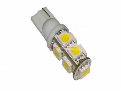LED žiarovka T10 s 9x LED, biela, 1ks, 5050 SMD