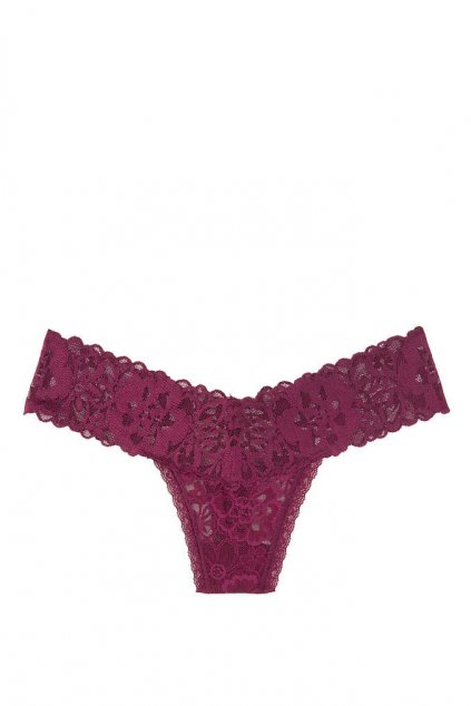 Tangá Victorias Secret Floral Lace vínové