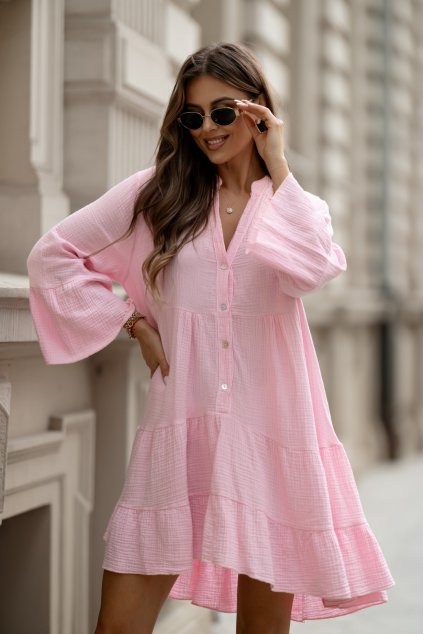 Mušelínové šaty Melisa candy pink
