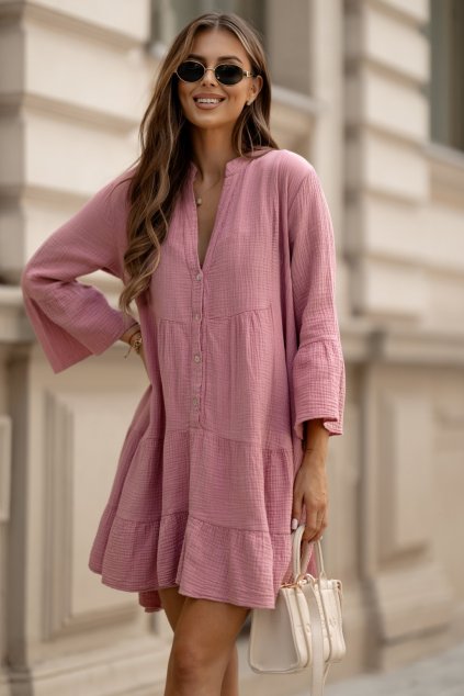 Mušelínové šaty Melisa dusty pink