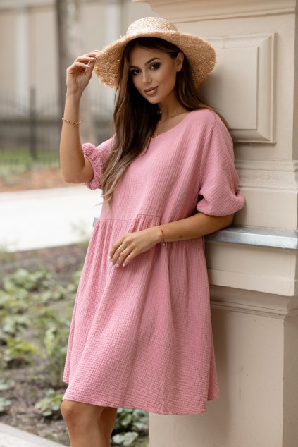 Mušelínové šaty Candella dusty pink