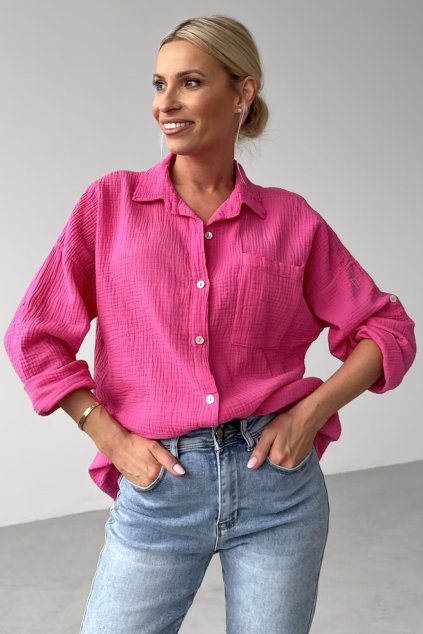 Mušelínová košeľa fuchsiová