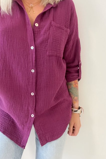 Mušelínová košeľa bordová