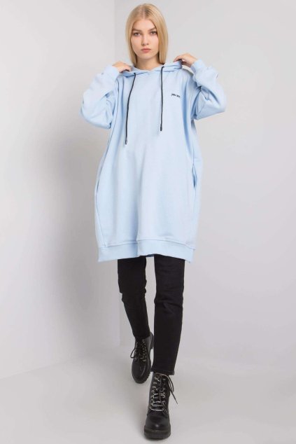 Mikinové šaty s kapucňou a vreckami svetlo modré (Velikost UNI)