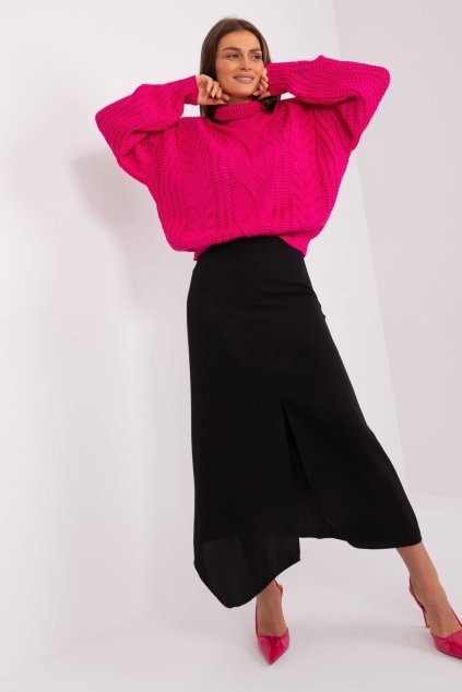 Oversize pletený sveter fuchsiový (Velikost UNI)