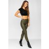 Koženkové legíny khaki