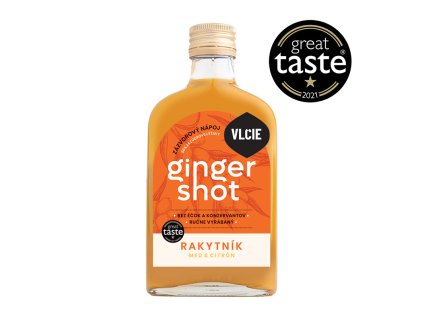 Ginger SHOT – 100% zázvorová šťava Rakytník + Med + Citrón 200 ml