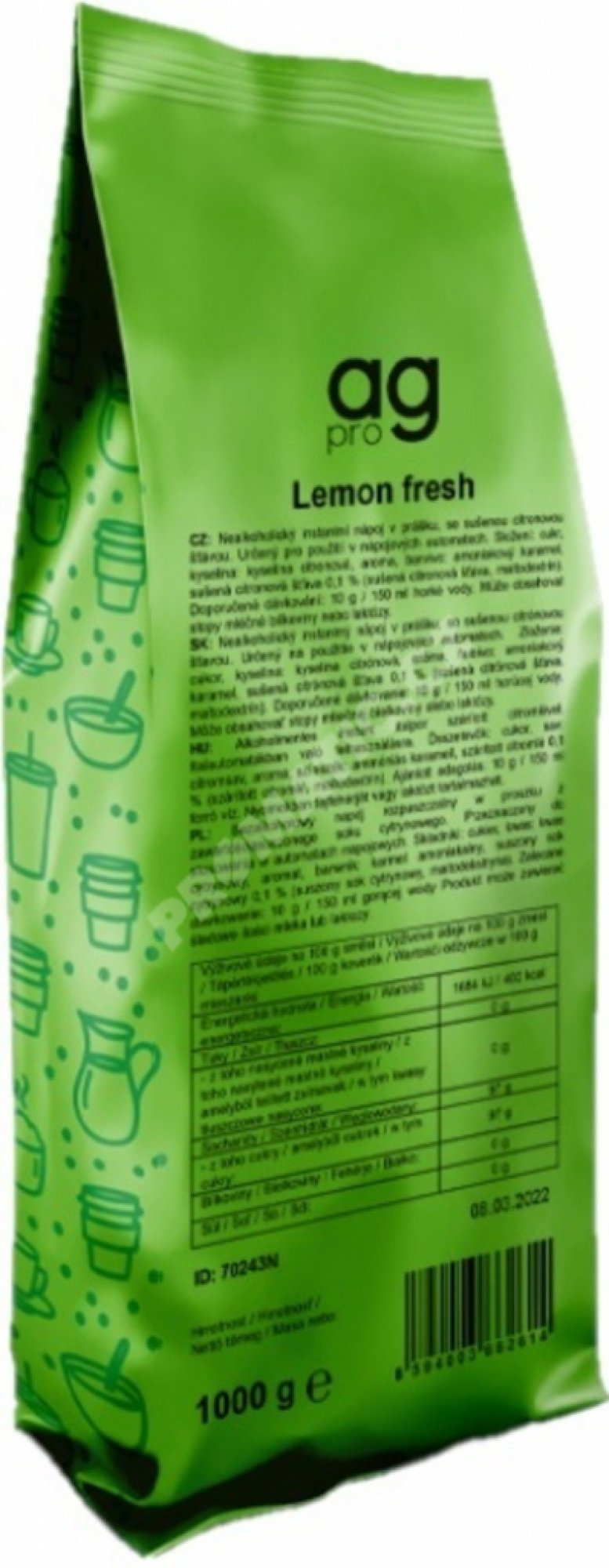 AG FOODS AG PRO Lemon Fresh citrónový instantný čaj 1000g