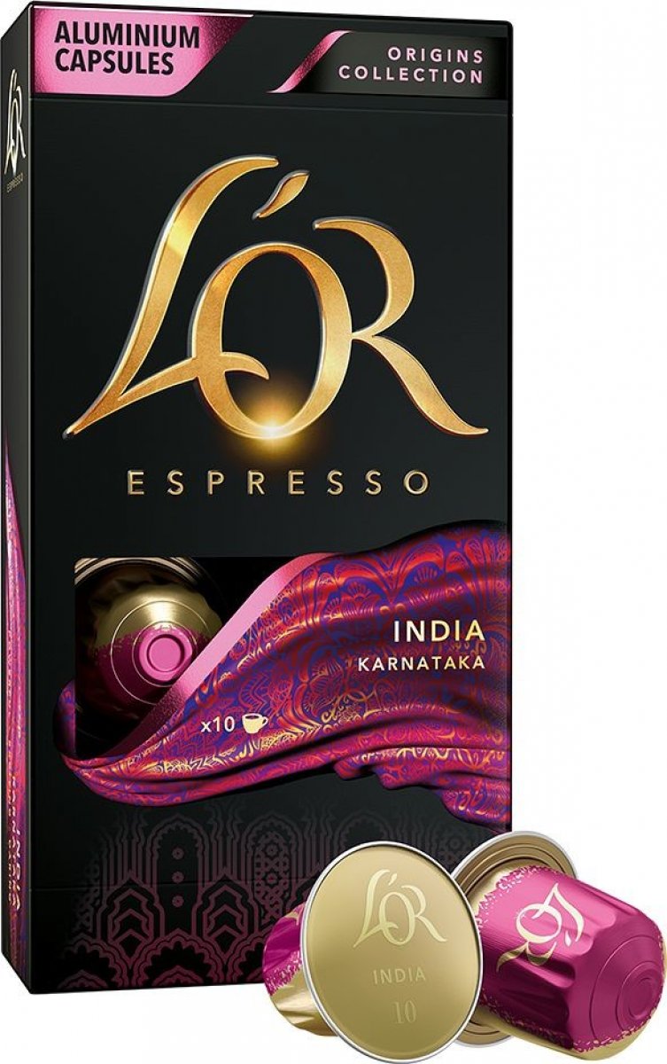 L ́OR India - 10 hliníkových kapsúl kompatibilných s kávovarmi Nespresso *