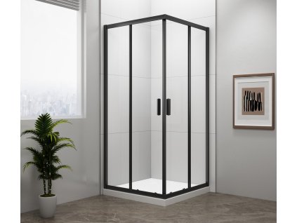 Polysan EASY BLACK štvorcová sprchová zástena 900x900mm, číre sklo EL5115B