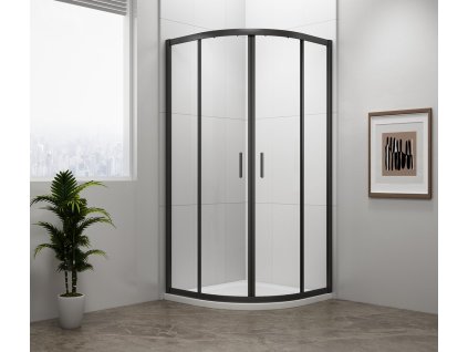Polysan EASY BLACK štvrťkruhová sprchová zástena 800x800mm, L/R, číre sklo EL2515B