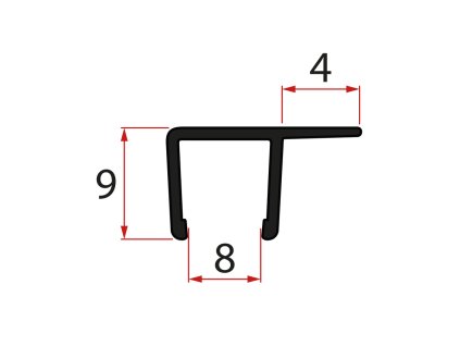 Polysan Zvislé tesnenie pre sklo 8mm, 2000mm, čierna NDRL02B