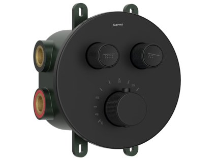 Sapho SMART SELECT podomietková termostatická sprchová batéria, box, 2 výstupy, čierna mat RP032B