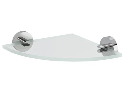 Sapho X-ROUND sklenená rohová polica, štvrťkruhová 200x200mm, chróm/čiré sklo XR009-11