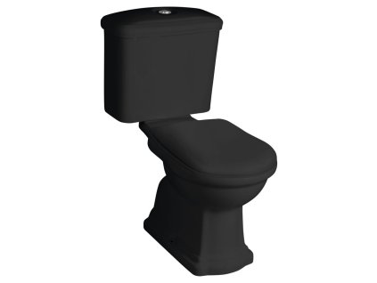 Kerasan RETRO WC kombi, zadný odpad, čierna-chrom WCSET35-RETRO-ZO