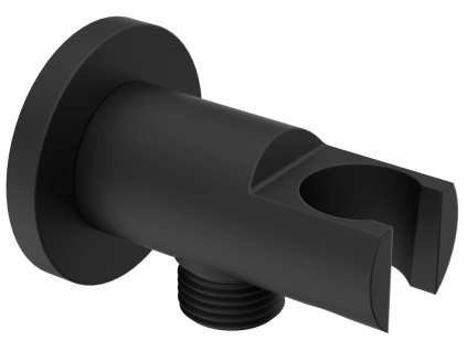 Sapho Pevný držiak sprchy, oválný, s vyústením, čierná mat 1205-09B