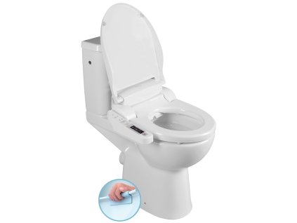 Sapho HANDICAP WC kombi zvýšené sedadlo s elektronickým bidetom BLOOMING EKO PLUS, Rimless, zadný odpad, biela NB-1160D-1