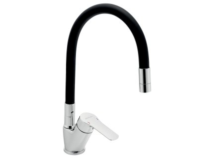 Novaservis Drezová batéria s čiernym flexi ramenom Metalia 54, chróm 54014F,0C