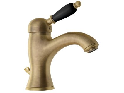 Sapho KIRKÉ BLACK stojanková umývadlová batéria s výpusťou, čierna páčka, bronz KI02NB