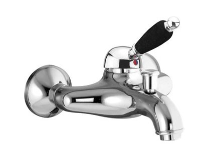 Sapho KIRKÉ BLACK nástenná vaňová batéria, čierna páčka, chróm KI10NC