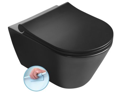 Sapho AVVA závesná WC misa, Rimless, 35,5x53cm, čierna mat 100314-110