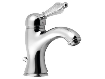 Sapho KIRKÉ CRYSTAL stojánkova umývadlová batéria s výpusťou, krištáľová páčka, chróm KI02KC