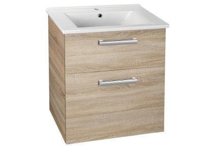 Aqualine VEGA umývadlová skrinka 62x72,6x43,8cm, 2x zásuvka, dub platin VG863