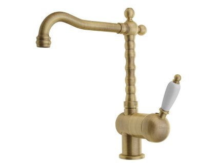 Sapho KIRKÉ WHITE stojánkova drezová batéria, biela páčka, bronz KI14BB