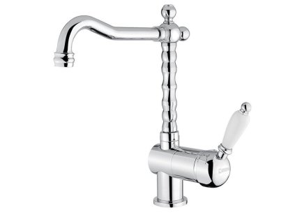 Sapho KIRKÉ WHITE stojánkova drezová batéria, biela páčka, chróm KI14BC