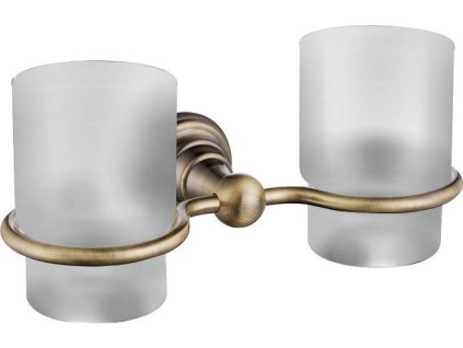 Sapho DIAMOND dvojitý držiak pohárov, mliečne sklo, bronz 1318-05