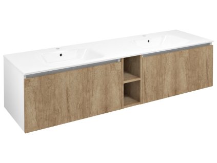 Sapho LOREA skrinka 160x46x51,5cm (70+20+70cm), dub alabama/biela matná LE070-2231-09