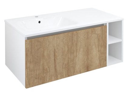 Sapho LOREA skrinka 100x46x51,5cm (80+20cm), ľavá, dub Alabama/biela matná LE080-2231-L-02