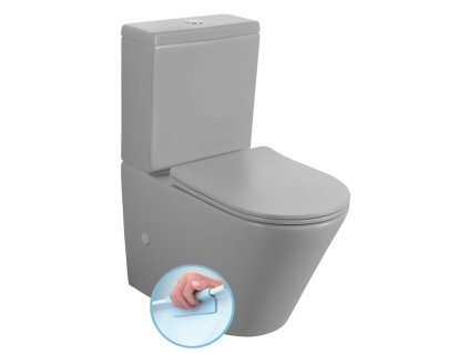 Sapho PACO kombi WC, Rimless, spodný/zadný odpad, sivá mat PC1012WRGR